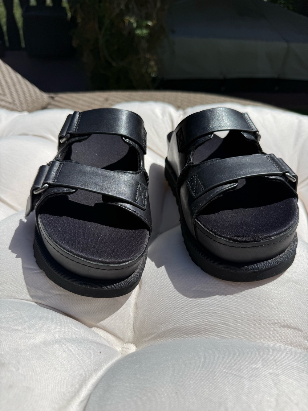 UGG Black Leather Buckle Slide Sandals - Picture 7 of 8